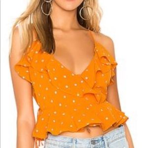 RARE Privacy Please Orange Wrap Crop Top